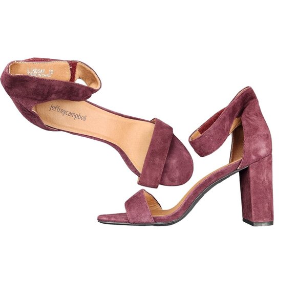 Jeffrey Campbell Heels Women's 10 Lindsay Ankle Strap Sandal Red Suede Shoe - Picture 2 of 9